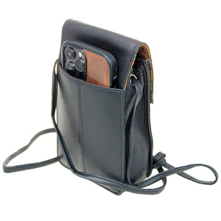 Black Leather Cross Body Phone Case with Tassel #P5060FK