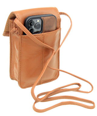 Light Brown Leather Cross Body Phone Case with Tassel #P5061FN