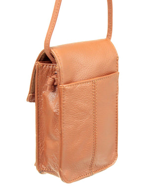 Light Brown Leather Cross Body Phone Case with Tassel #P5061FN