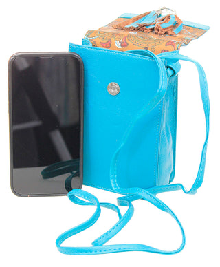 Turquoise Leather Cross Body Phone Case with Tassel #P5069FTQ