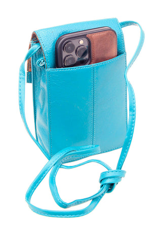 Turquoise Leather Cross Body Phone Case with Tassel #P5069FTQ
