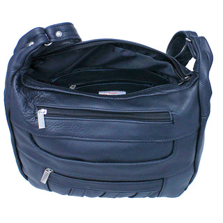 Classic Large Black Leather Purse with Adjustable Strap #P5220K