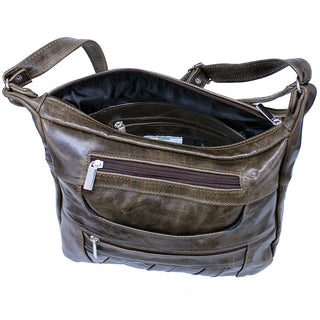 Classic Large Vintage Brown Leather Purse with Adjustable Strap #P5221N