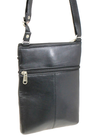 Black Soft Leather Cross Body Bag #P81K