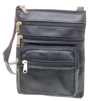 Black Soft Leather Cross Body Bag #P81K