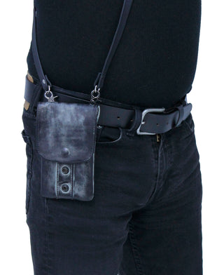 Antiqued Leather Clip-On Case w/Removable Strap USA #PKK18093GY