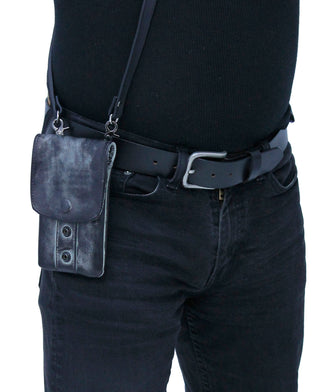 Antiqued Leather Clip-On Case w/Removable Strap USA #PKK18093GY