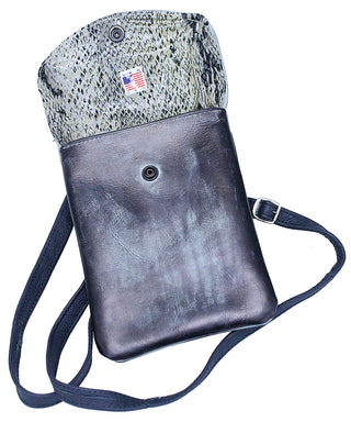 Large Hand Antiqued Gray Leather Clip Pouch #PKK2304TGY