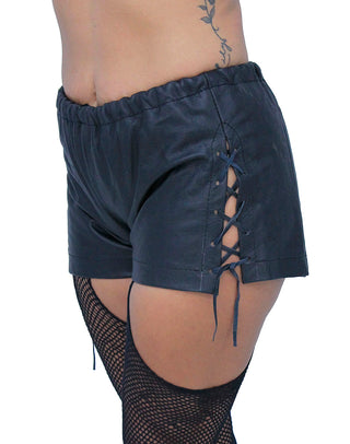 Luscious Lace-up Leather Boxer Shorts #SH0010LSK (20)