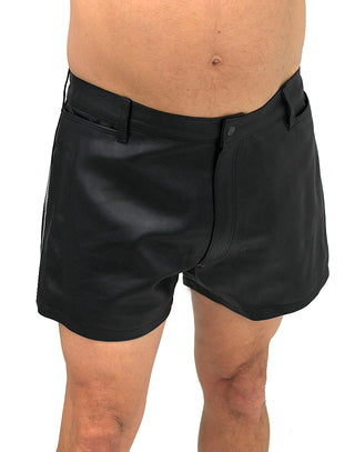 Men's Ultra Premium Leather Shorts w/Side Stripes #SHM1072RK
