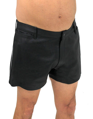 Men's Ultra Premium Leather Shorts w/Side Stripes #SHM1072RK