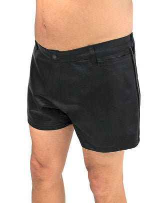 Men's Ultra Premium Leather Shorts w/Side Stripes #SHM1072RK