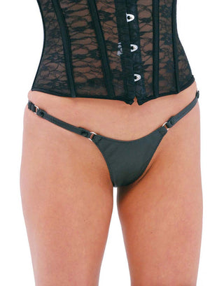 Black Snap Away Leather Thong #UGTB