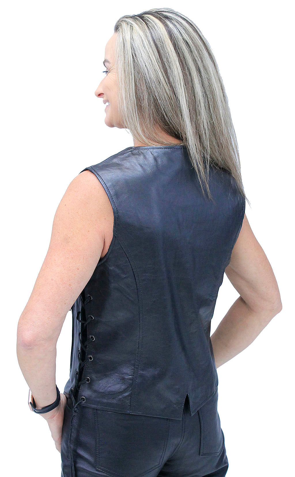 Ultimate Ultra Premium Leather Side Lace Concealed Pocket Vest #VL68970LGK