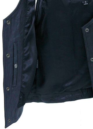 Women's Eyelet Trim Laced Up Black Leather Vest #VL6985ELK ()