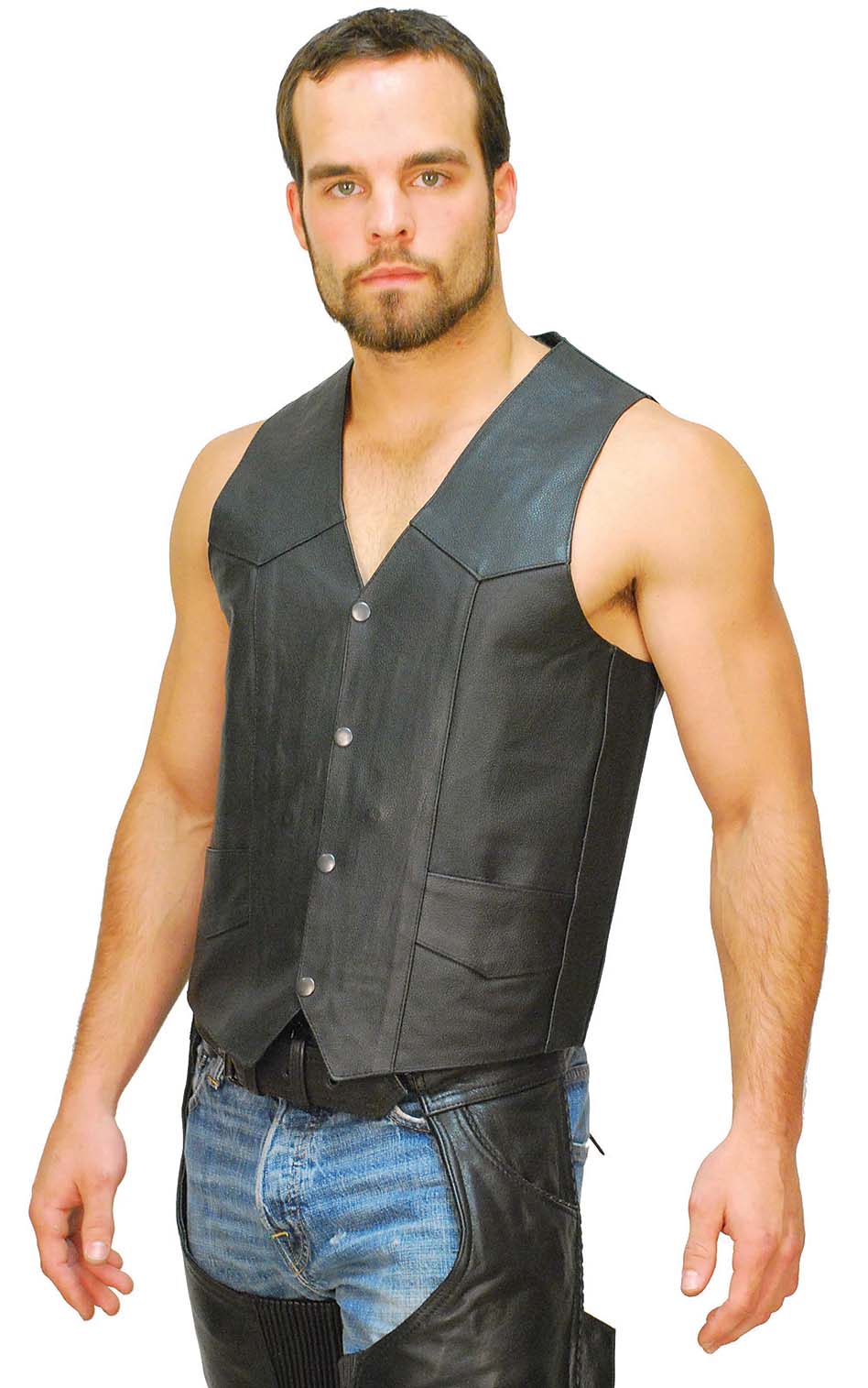 Buffalo Leather Motorcycle Biker Vest #VM802K