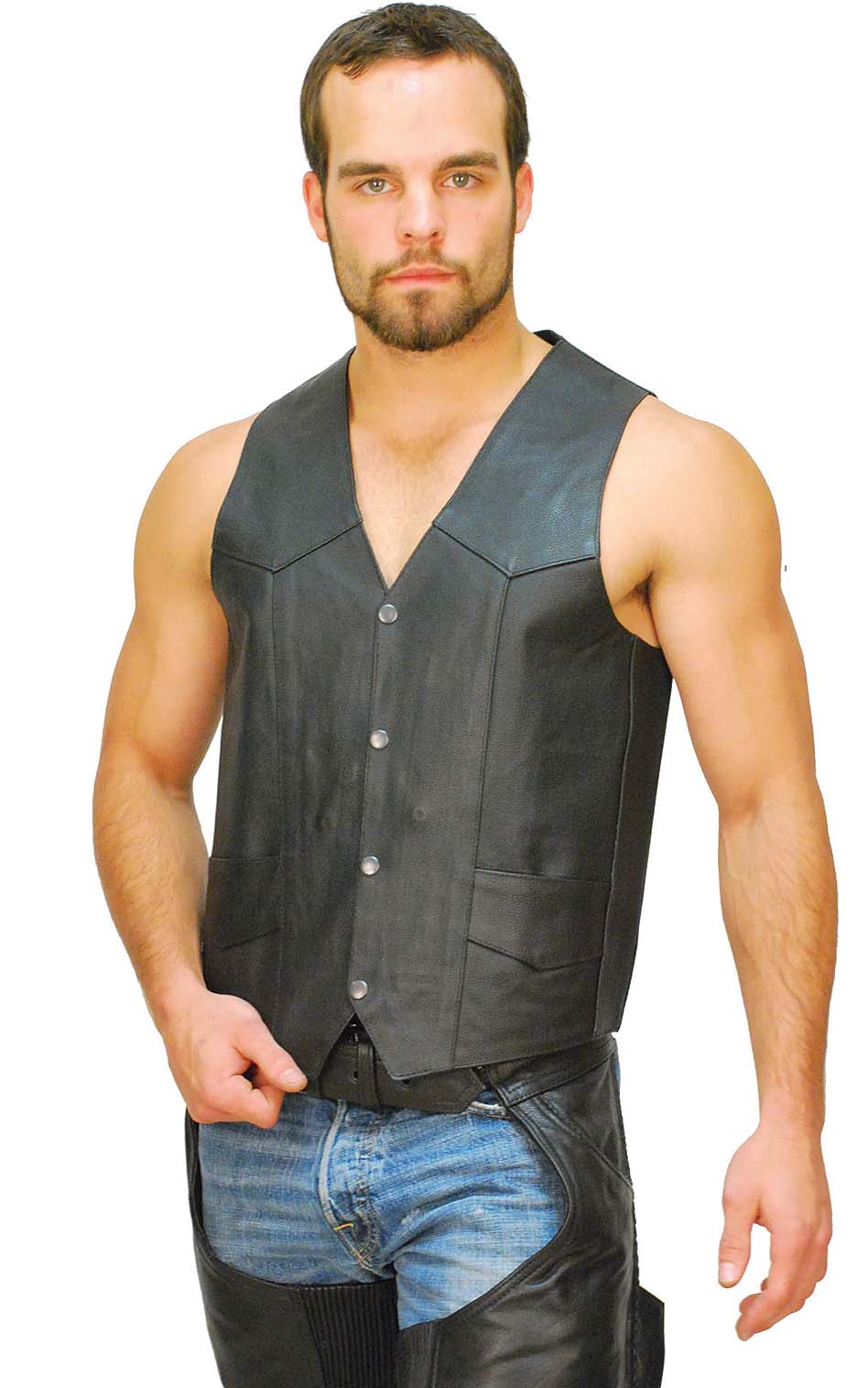 Buffalo Leather Motorcycle Biker Vest #VM802K