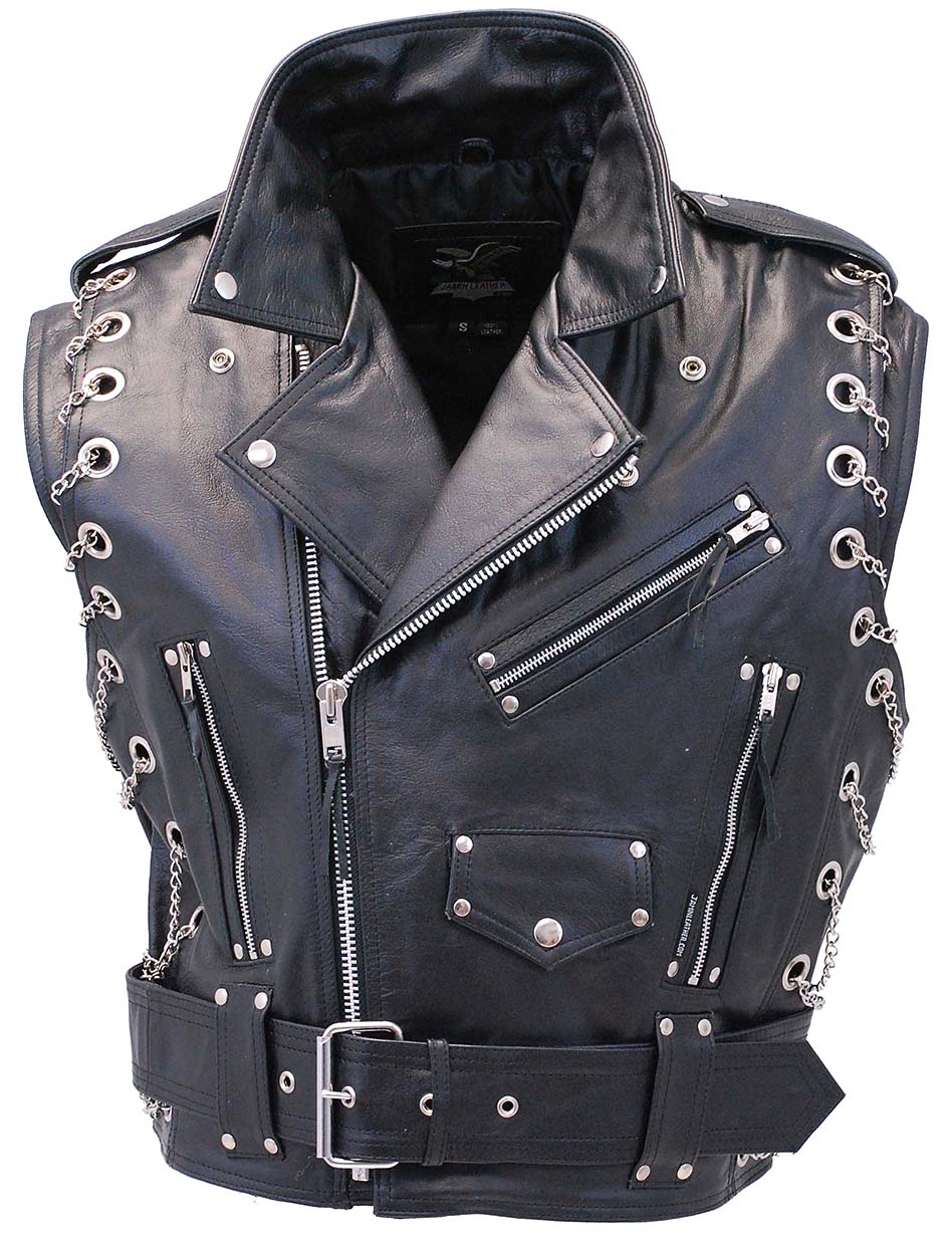 Chromed Out Leather Motorcycle Chain Vest #VM2001MCC – Jamin Leather®