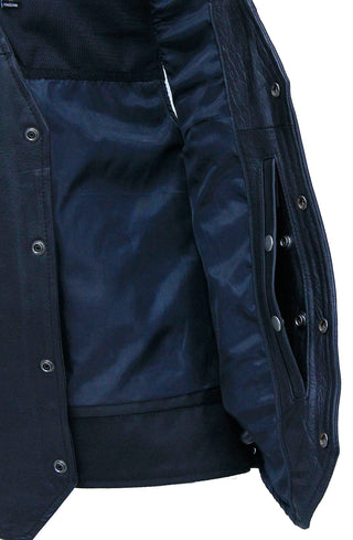 Chest Pocket Side Lace V-Neck Buffalo Leather Vest #VM2638GLK