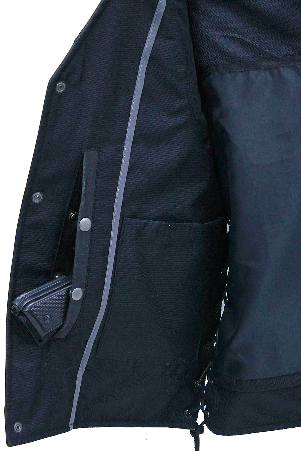 Vintage Black Side Lace Concealed Pocket Straight Bottom