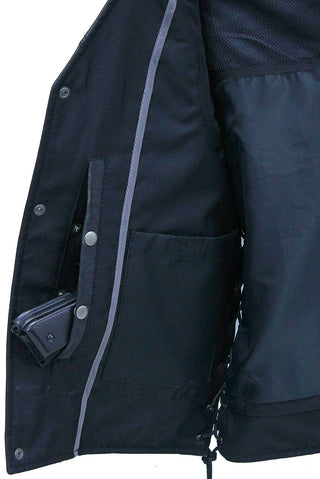 Vintage Black Side Lace Concealed Pocket Straight Bottom Vest #VMA2611GK