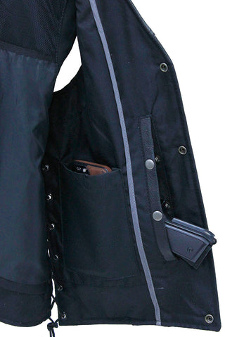 Vintage Black Side Lace Concealed Pocket Straight Bottom Vest #VMA2611GK