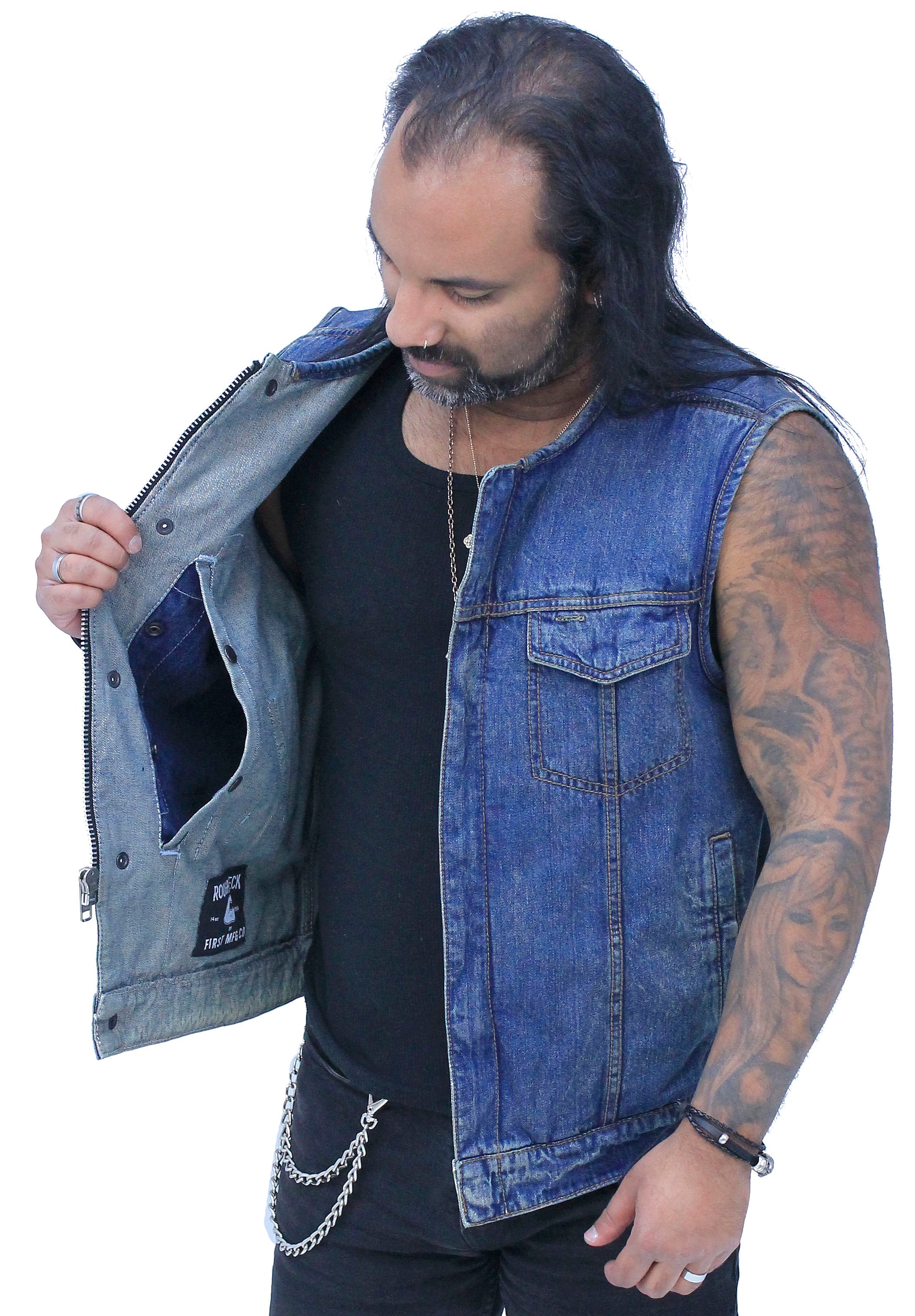 Blue Denim Club Vest w/Easy Access Pocket #VMC624GU – Jamin