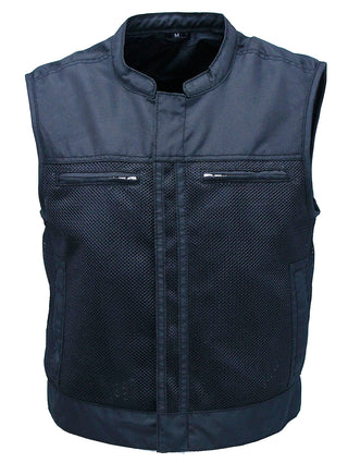 Short Men's Black Moto Mesh Club Vest w/Concealed Pockets #VMC6500VGK
