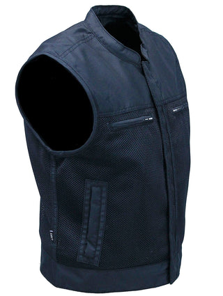 Short Men's Black Moto Mesh Club Vest w/Concealed Pockets #VMC6500VGK