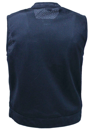 Men's Black Moto Mesh Motorcycle Vest #VMC6890VGK