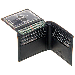 Embossed Flaming Motorcycle Black Bifold Leather RFID Wallet #WB070MCKID