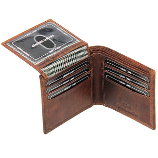 Brown Embossed Flaming Motorcycle Bifold Oil Tanned Leather RFID Wallet #WB071MCNID