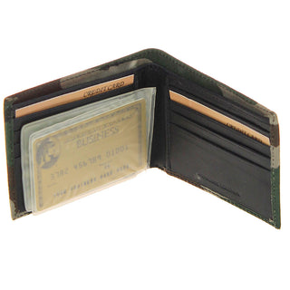Slim Green Camo Canvas and Leather Bifold Wallet - SPECIAL #WB111CAMO1