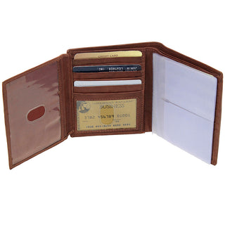 Soft Brown Leather Tall Bifold Wallet with Center Flap #WB2378N