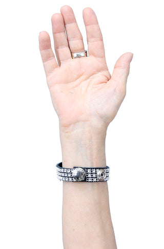 Soft Black Leather & Crystal Bracelet #WB2409KCRY
