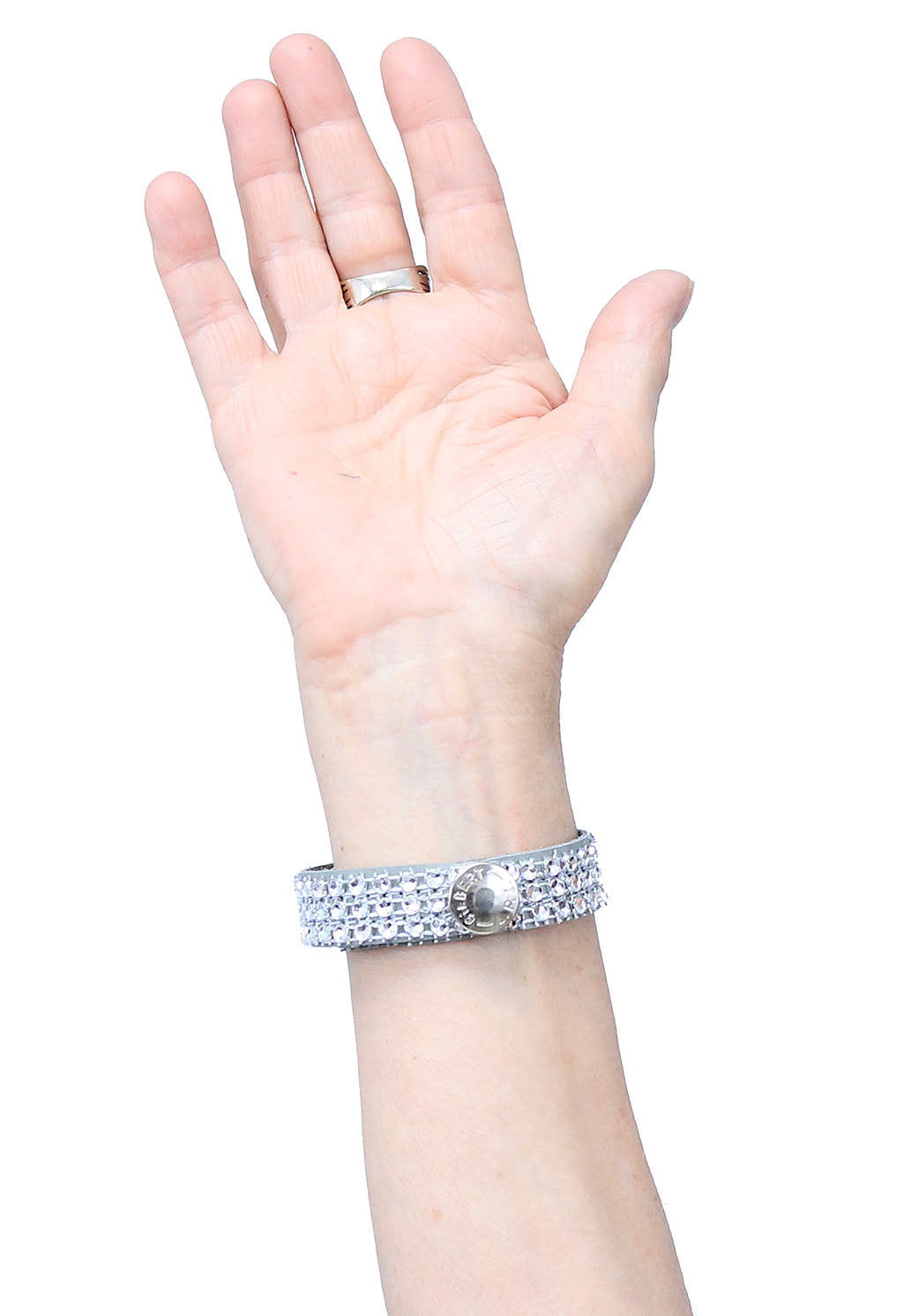 Gray Leather Crystal Bracelet #WB24103CRY