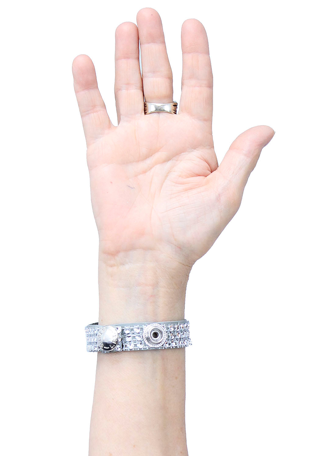 Gray Leather Crystal Bracelet #WB24103CRY