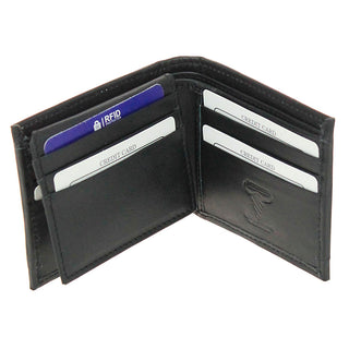 Hair-On Black Leather Bifold RFID Wallet Flip-Up ID #WB26502HKID