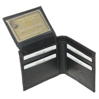 Hair-On Black Leather Bifold RFID Wallet Flip-Up ID #WB26502HKID