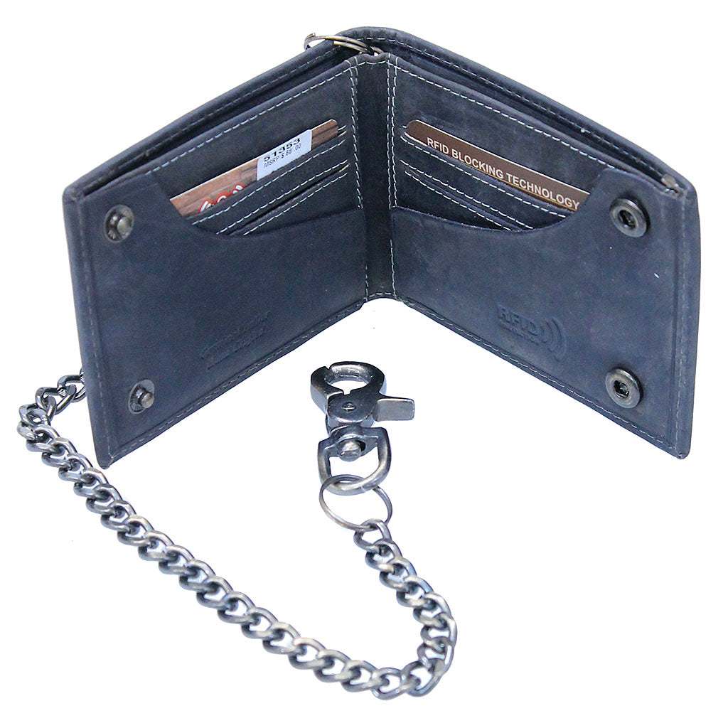 RFID Charcoal Bifold Chain Wallet w/Snaps #WC513530K – Jamin Leather®