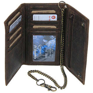 Vintage Brown Long Chain Wallet Organizer #WC54375N