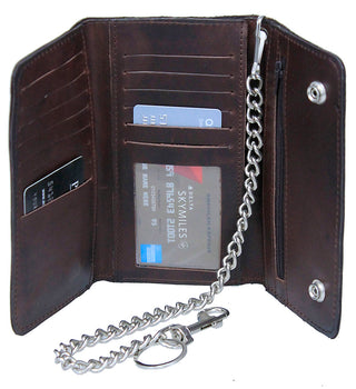 Large Oil Tanned Brown Multi-Compartment Chain Wallet #WC57671N