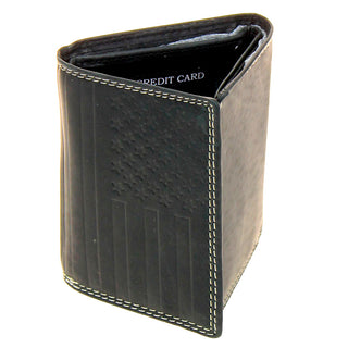 American flag Trifold Black Leather RFID Wallet #WT20110KID