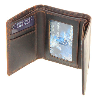 American flag Trifold Two-Tone Brown Leather RFID Wallet #WT20111NID