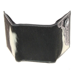 Men's Hair-On Trifold Leather RFID Wallet with Buffalo Nickel #WT26511HNID