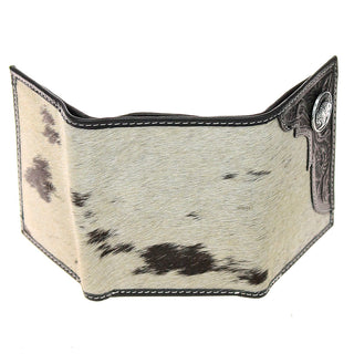 Men's Hair-On Trifold Leather RFID Wallet with Buffalo Nickel #WT26511HNID