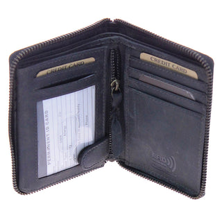 Vintage Black 12 Pocket Zip Around Organizer RFID Wallet #WZ51323KID