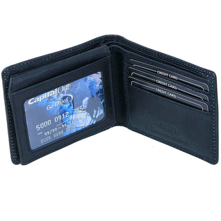 American flag RFID Bifold Leather Wallet in Black #WC040KFLAG