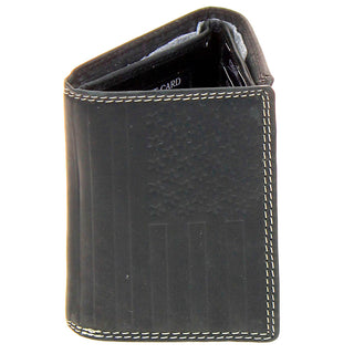 American flag Trifold Black Leather RFID Wallet #WT20110KID