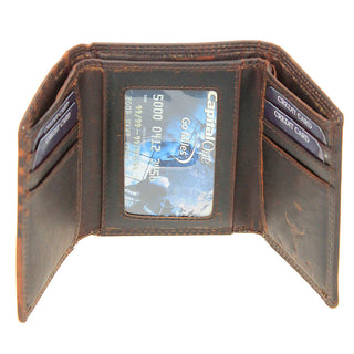American flag Trifold Two-Tone Brown Leather RFID Wallet #WT20111NID